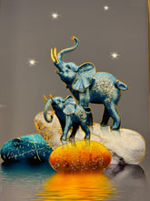 Magical Elephant with Baby Elephant Crystal Glass Painting